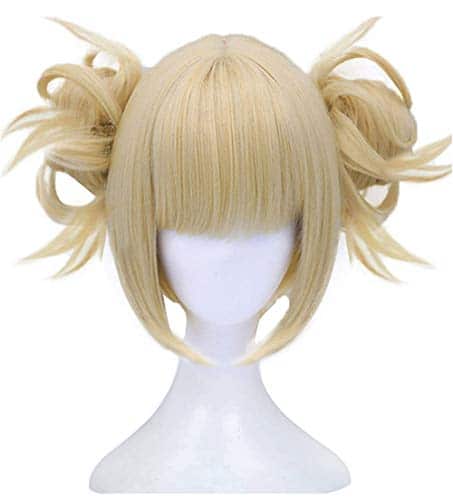 Anogol Hair Cap+Blonde Wigs Anime Cosplay Wigs Short Wavy Synthetic Hair With Bangs Fringe Hairstyles For Lolita Party Blonde Costume Wig For Halloween Party Cosplay Wigs