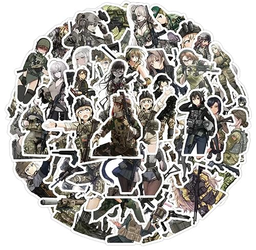 Foxyaye Sexy Military Anime Women Stickers   Anime Army Hot Guns, Waterproof Durable Reusable Vinyl Decals, , , , Water Bottle Bike Bumper Luggage Skateboard Graffiti ()