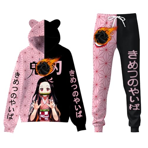 Manihowl Anime Nezuko Hoodie Sweatpants Merch Set Anime Hoodies Tracksuits Merchandise Suit Gifts For Younth Adults M