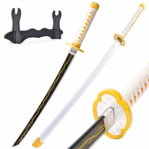 Anime Zenitsu Sword   Inch,Demon Slayer Sword, Fake Zenitsu Katana Sword With Stand, Demon Slayer Katana,