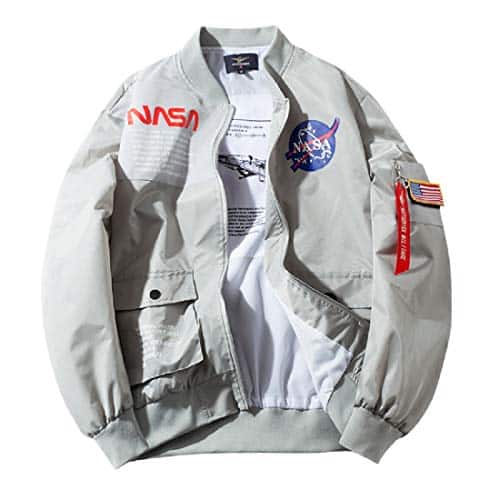 Coriresha Mens Apollo Nasa Patches Slim Fit Bomber Jackets Windbreaker