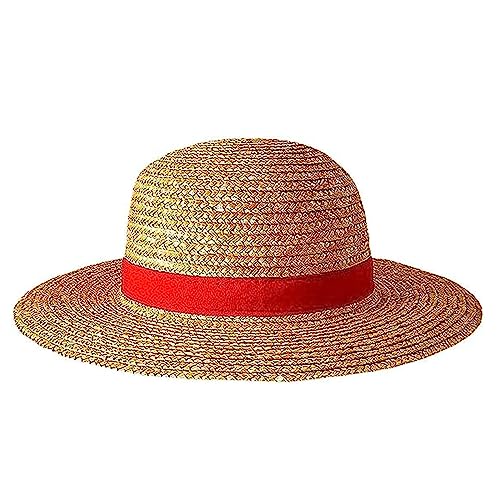 Straw Hat Luffy Hat Cospaly Hats Halloween Performance Costume Straw Hat For Men Women Kids Yellow Strawhats Summer Hat (Light Yellow)