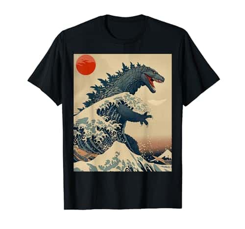 Hokusai The Great Kaiju Off Kanagawa Vintage Japanese Art T Shirt