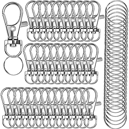 Ipxead Pcs Premium Swivel Lanyard Snap Hook With Key Rings, Metal Keychain Hooks For Lanyard Crafting(Silver)