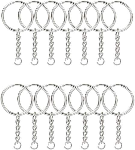 Kingforest Pcs Split Key Ring With Chain Inch And Jump Rings, Silver Color Metal Split Key Chain Ring Parts With Open Jump Ring And Connector.