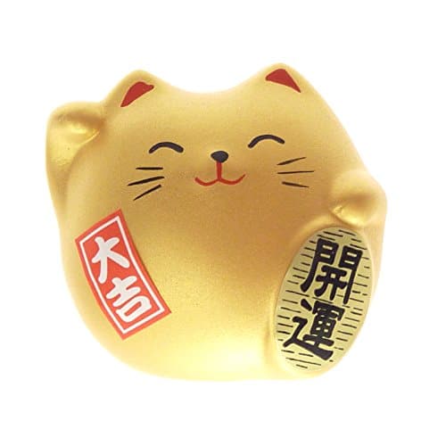 Kotobuki Maneki Neko Charm Kai Un Collectible Figurine, Fortune, Gold