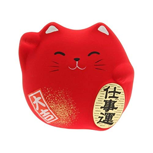 Kotobuki Maneki Neko Charm Shigoto Un Collectible Figurine, Successful Career, Red