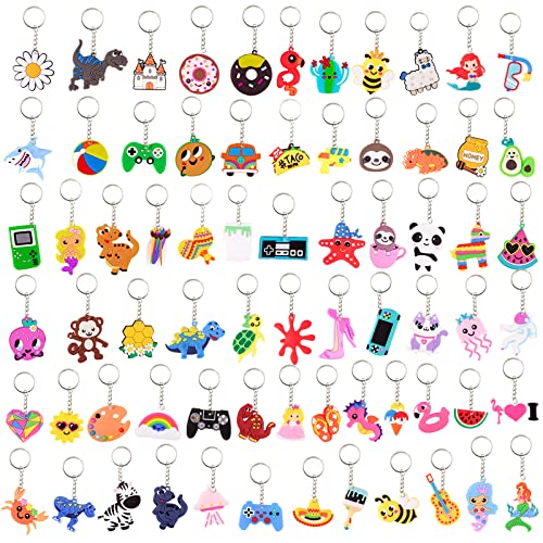 Lecinc Pcs Video Game Party Favors Video Game Keychains For Kids Birthday School Party Dinosaur Donut Marine Animal Mermaid Rainbow Bulk Keychains For Birthday Party Supplies