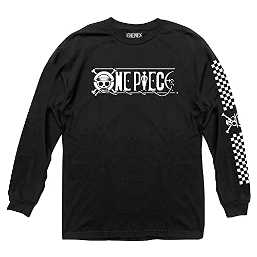 Ripple Junction One Piece Logo Anime Adult Crew Long Sleeve Crew T Shirt Officially Licensed Large Black