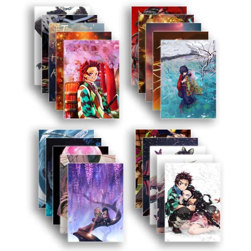 Soulabiti Slayer Set Of Anime Posters (Tanjiro, Giyu, Nezuko, Zenitsu, Inosuke, Shinobu, Rengoku, Daki, Akaza, And More) With Double Sided Tape Asize Multicolor, Anime Poster 