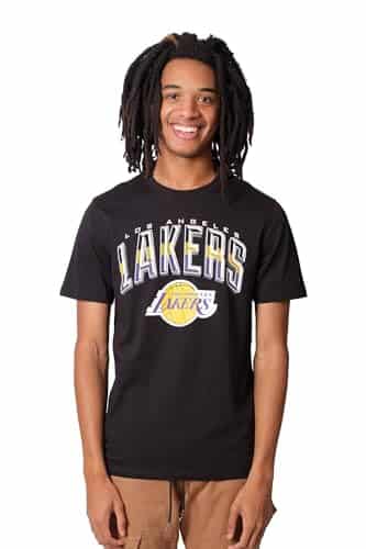 Ultra Game  Nba Los Angeles Lakers Mens Arched Plexi Short Sleeve Tee Shirt, Black, X Large