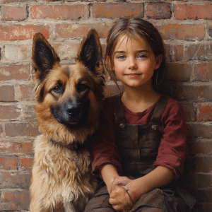 girl and her guard dog