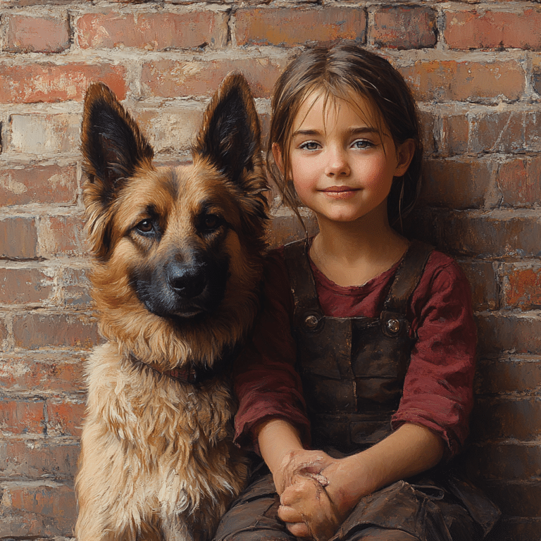 girl and her guard dog