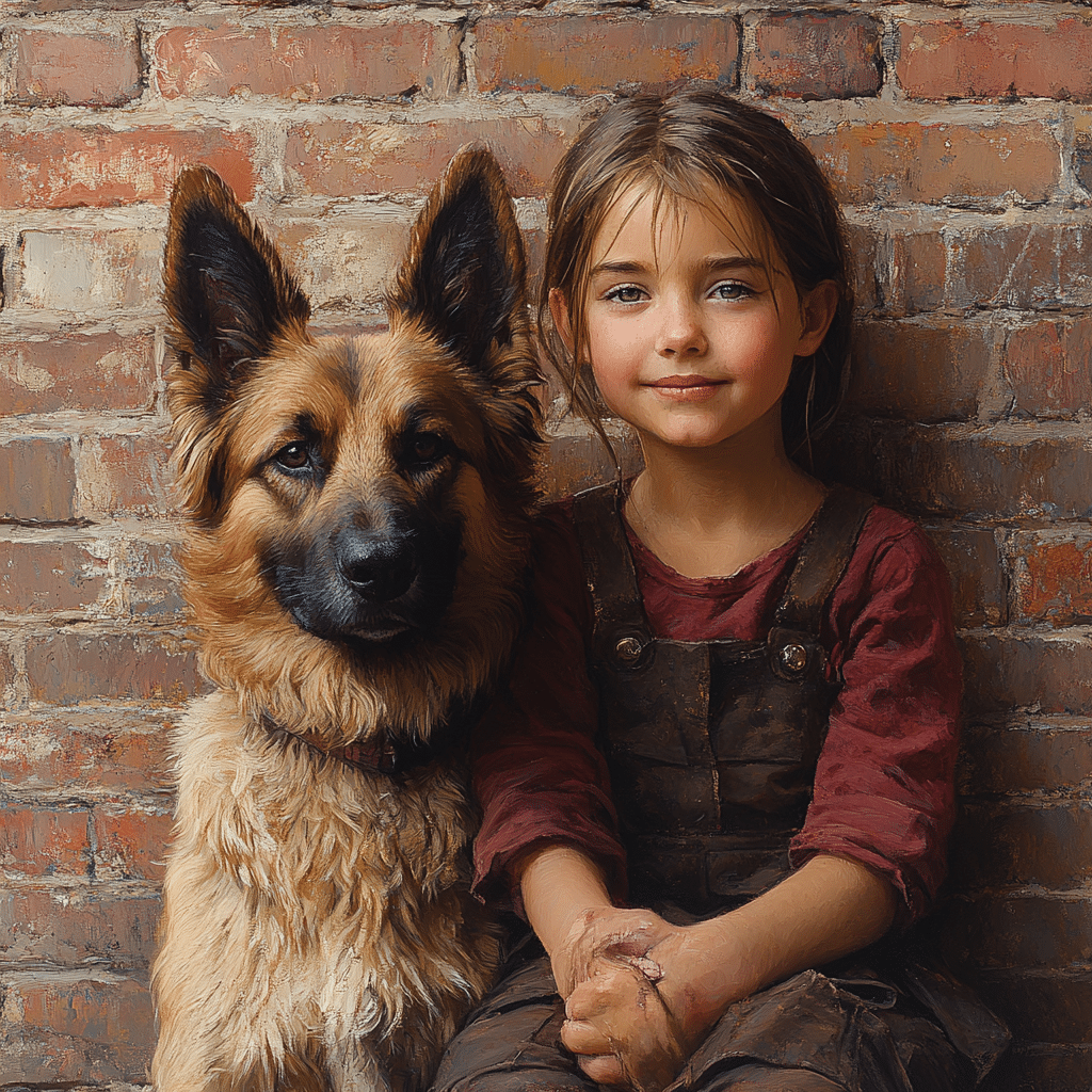 Girl And Her Guard Dog